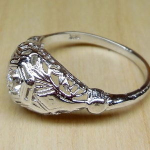 Antique .20ct Old Mine Cut Diamond 14k White Gold Engagement Ring Vintage Engagement Ring Unique Engagement Ring 1920 Art Deco Filigree Ring