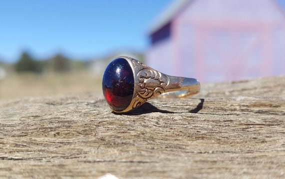 Victorian Garnet Ring 12k Rose Gold Engagement Ri… - image 2