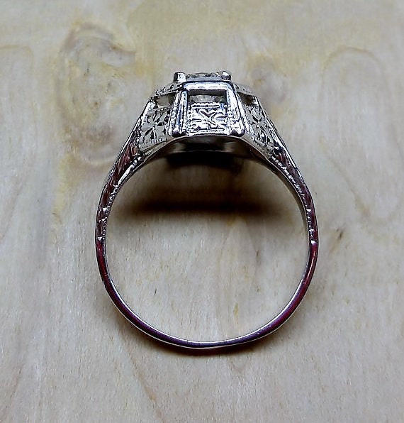 Antique .33ct Diamond 18k White Gold Engagement R… - image 6