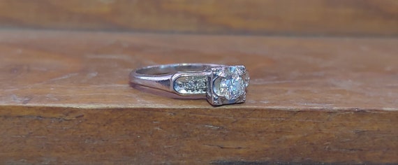 Vintage Engagement Ring .29ct Diamond Engagement … - image 3