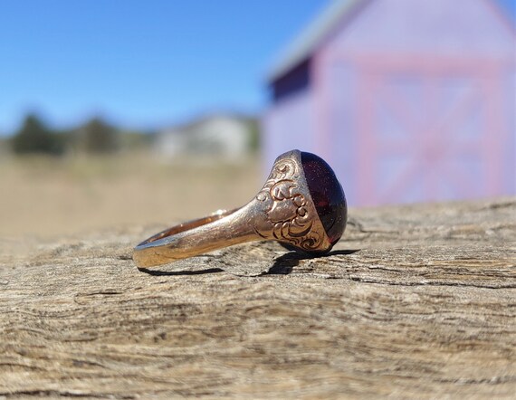 Victorian Garnet Ring 12k Rose Gold Engagement Ri… - image 4