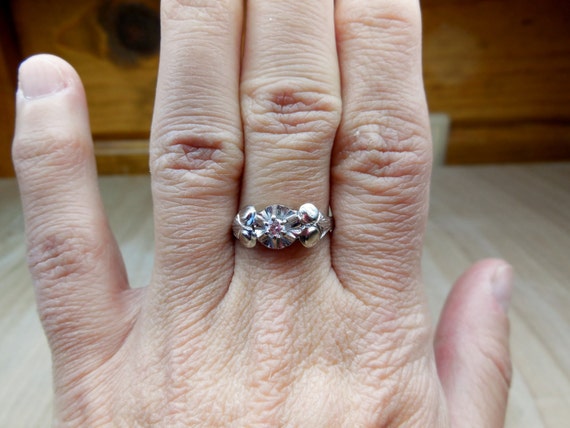 Antique Engagement Ring .10ct Diamond Engagement … - image 9
