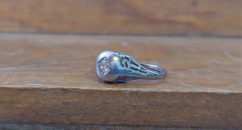 Antique Engagement Ring .20ct Old European Cut Diamond Antique Engagement Ring Art Deco Engagement Vintage Engagement Ring 9k White Gold