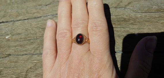 Victorian Garnet Ring 12k Rose Gold Engagement Ri… - image 8