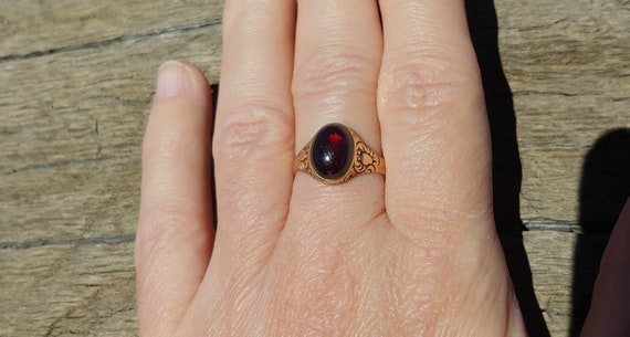 Victorian Garnet Ring 12k Rose Gold Engagement Ri… - image 10