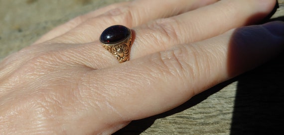 Victorian Garnet Ring 12k Rose Gold Engagement Ri… - image 7