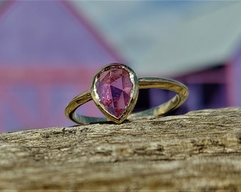 1.21ct Rose Cut Sapphire 14k Yellow Gold Bezel Set Unique Engagement Ring Sapphire Ring Simple Engagement Ring Delicate Ring