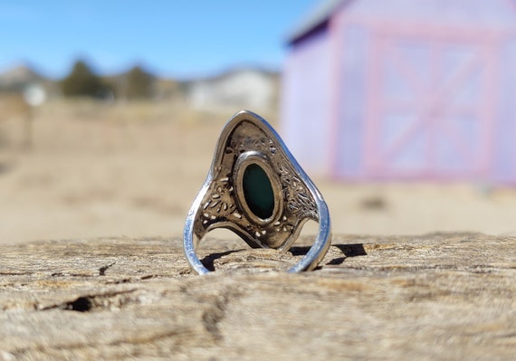 Vintage Turquoise Engagement Ring 10k White Gold … - image 6