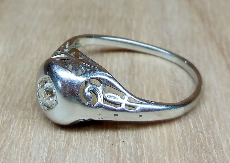 Antique Engagement Ring .20ct Old European Cut Diamond Antique Engagement Ring Art Deco Engagement Vintage Engagement Ring 9k White Gold