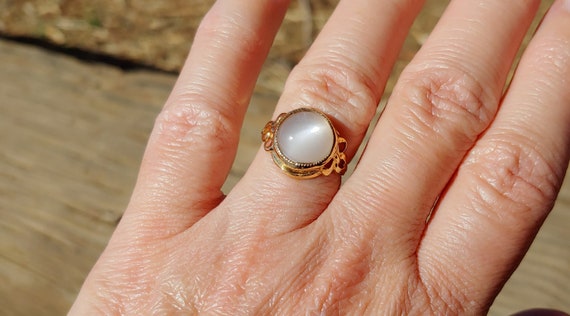 Vintage Moonstone Ring 10k Yellow Gold Moonstone … - image 9