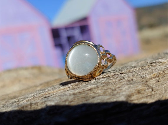 Vintage Moonstone Ring 10k Yellow Gold Moonstone … - image 1