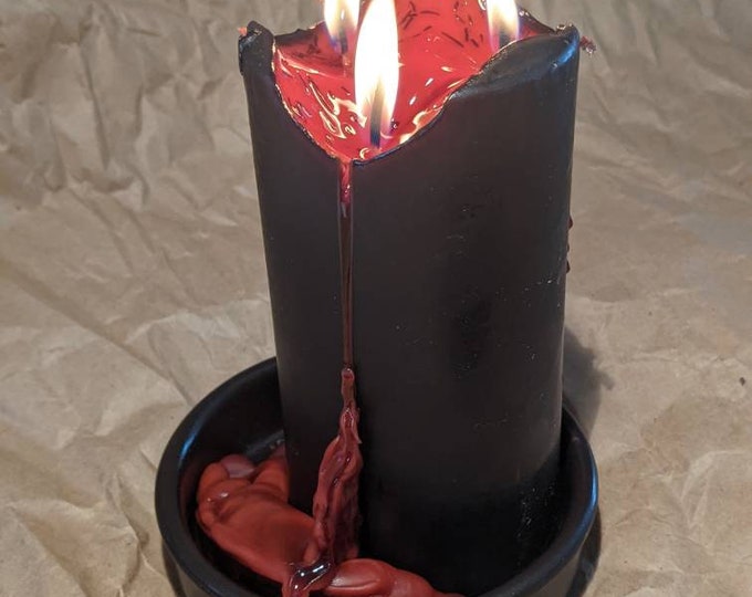 Vampire Tears Bleeding Pillar Candle Black Taper Candles That bleed Red