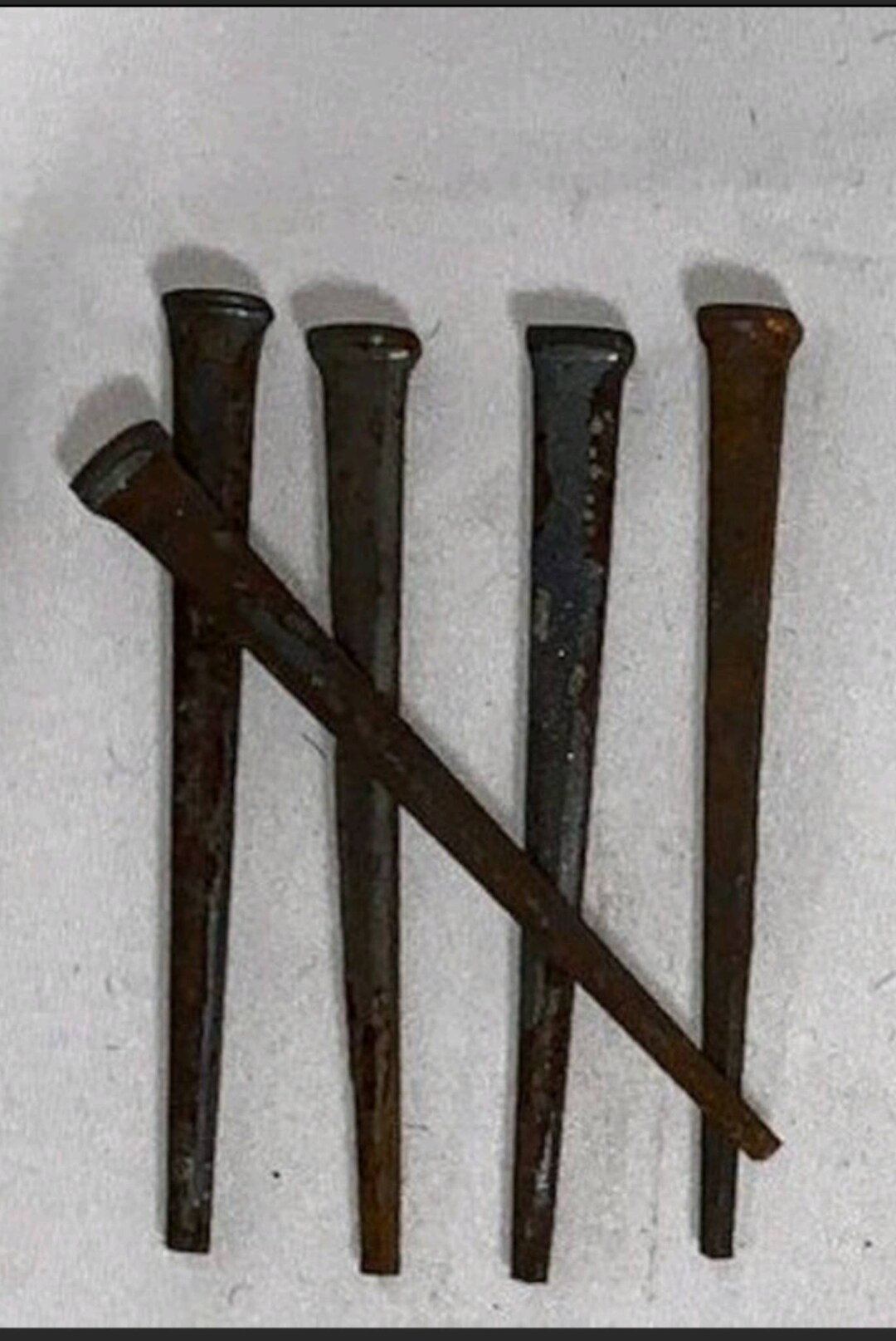 A Set of Five 22.5in Antique Iron Square Head Nails Perfect for