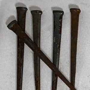 Set of 5 2-2.5-in Antique Iron Square Head Nails for Crafts, Metaphysical and Spiritual Use