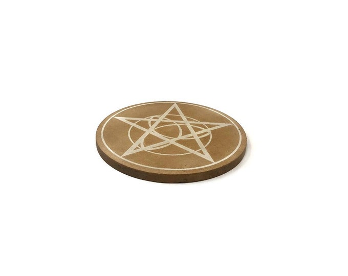 Wood Crystal Grid - Pentacle for Witchcraft, Wicca, Pagan, Voodoo, and Hoodoo