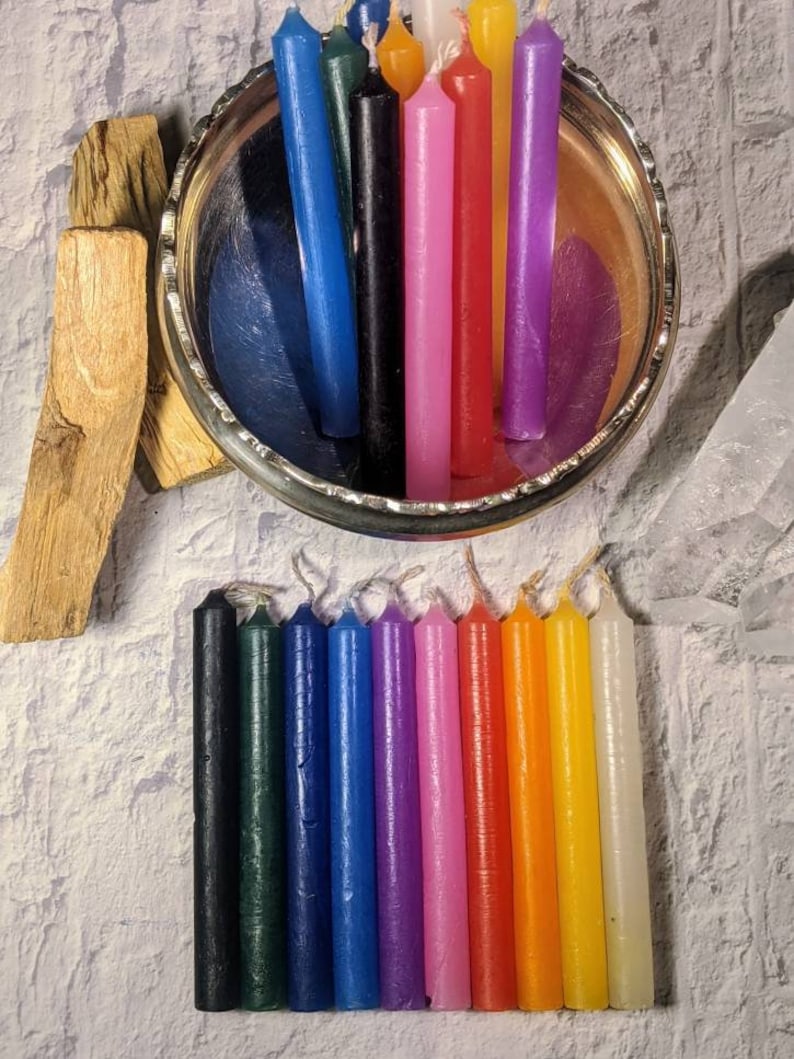 Set of 10, 20 or 40 Chime & Spell Candles, 4in, Multi-Colored, Color Magic for Metaphysical and Spiritual Use image 1