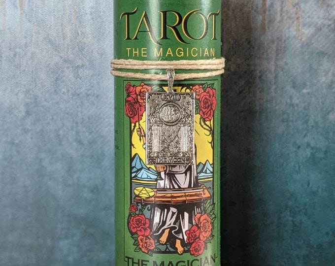 THE MAGICIAN Tarot Pillar Candle w/Pendant for  Spells, Altar, Candle Magic in-Witchcraft, Wicca, Pagan, Hoodoo & Voodoo
