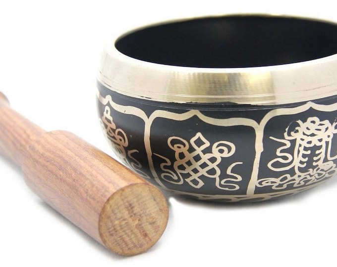 Tibetan Singing Bowl 8 lucky symbol  for Witchcraft, Wicca, Pagan, Voodoo, Hoodoo and more