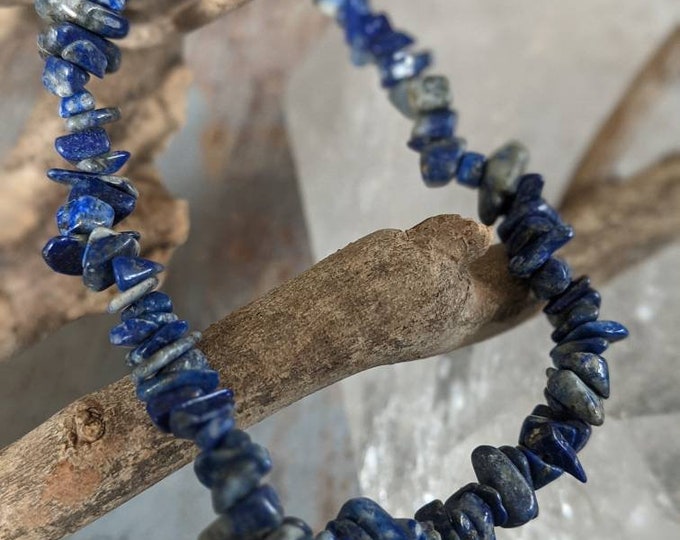 Natural Healing Lapis Lazuli Chip Stretch Bracelet for Witchcraft, Wicca, Pagan, Voodoo, Hoodoo, Voudun, Santeria and more