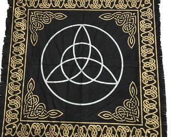Indian Cotton Tapestry Altar Cloth Triquetra 24" x 24" for Witchcraft, Wicca, Pagan, Voodoo, and Hoodoo
