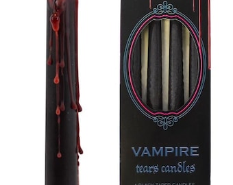 Vampire Tears Bleeding Candles 10" Black Taper Candles that "Bleed" Red Wax (4 pcs), Black