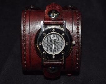 blink, Unisex Leather Custom Cuff Watch Inspired by The Early Johnny Depp Style