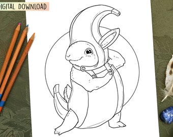 Cute Banana Bunny Coloring Page Print Off Digital Product DIY Get Creative