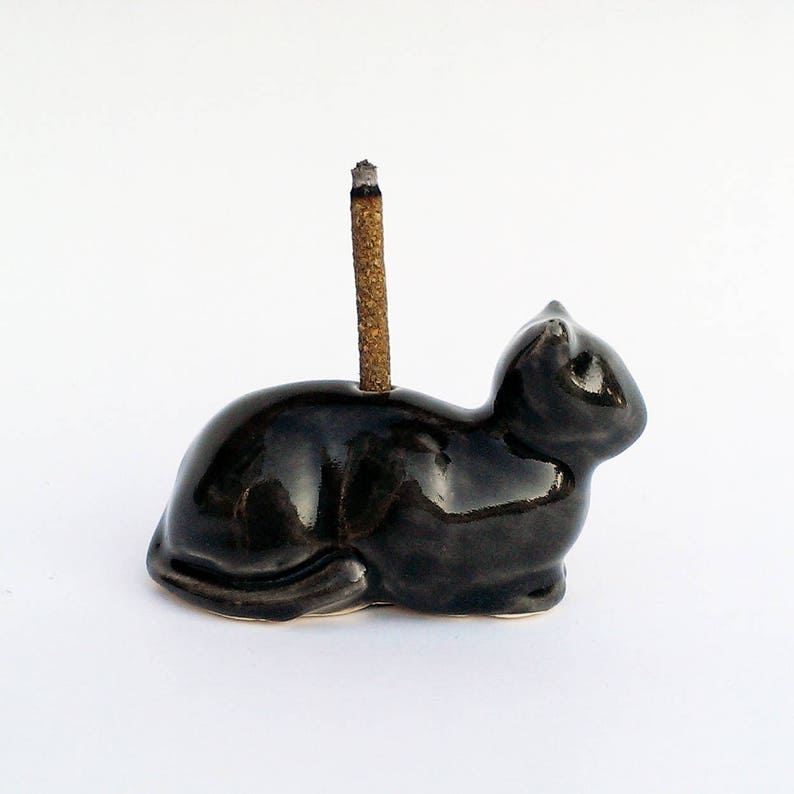Tiny Ceramic Cat Incense Burner Etsy