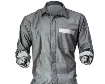 Cotton shirt **Emil** silver gray