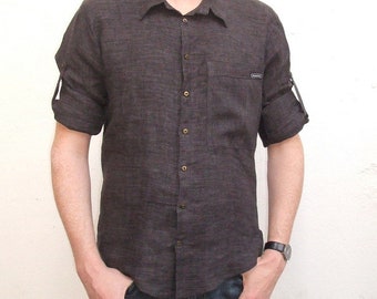 Linen shirt with sleeve holder