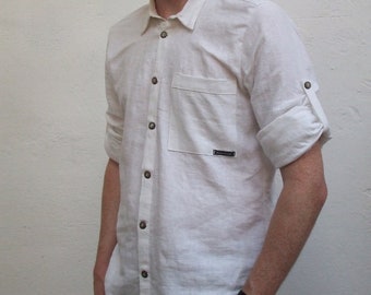 Linen shirt white with Kent collar