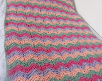 Crochet Blanket/Throw, Ripple/Waves Pattern