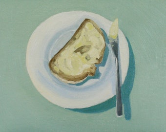 Original oil painting | Bread and butter | 6x8' oil on canvas panel