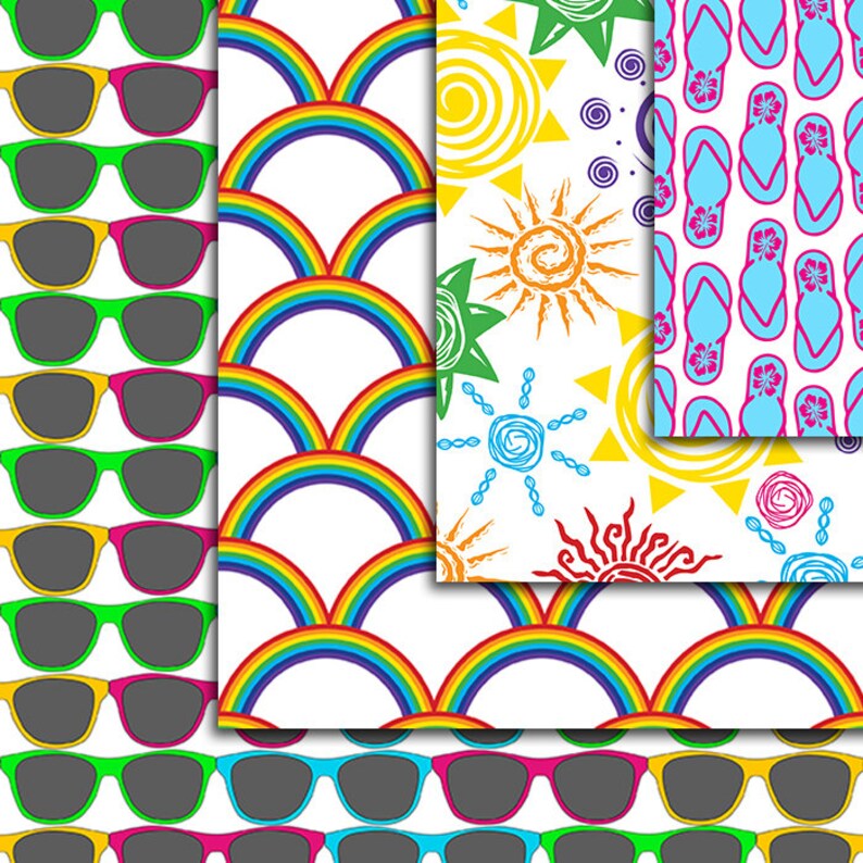 Download Summer Digital Paper Seamless pattern 12pcs 300dpi paper ...
