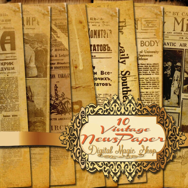 10 THE VINTAGE NewsPaper Digital Scrapbooking Etsy