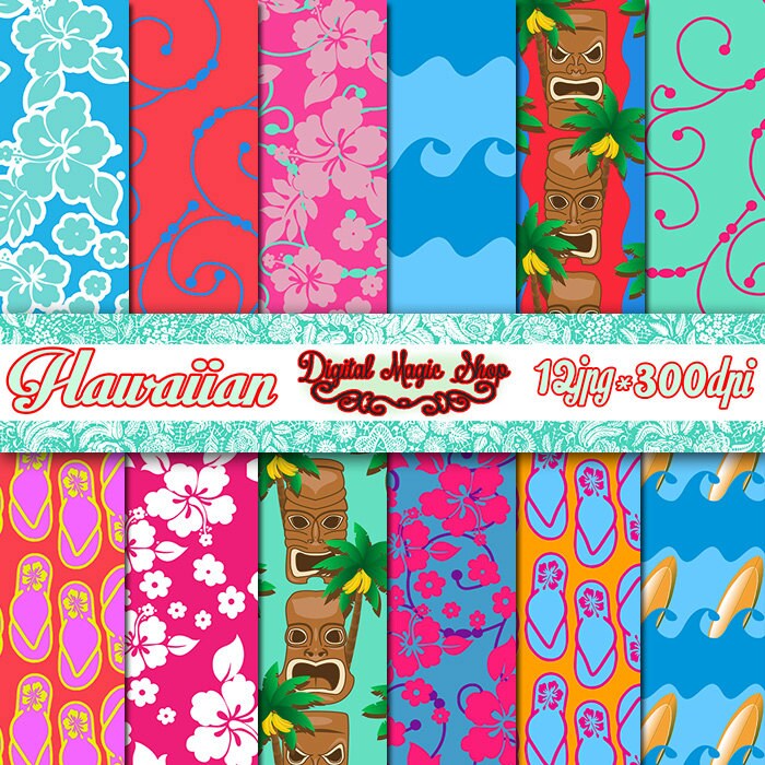 Hawaiian Digital Paper Seamless Patterns 12pcs 300dpi | Etsy