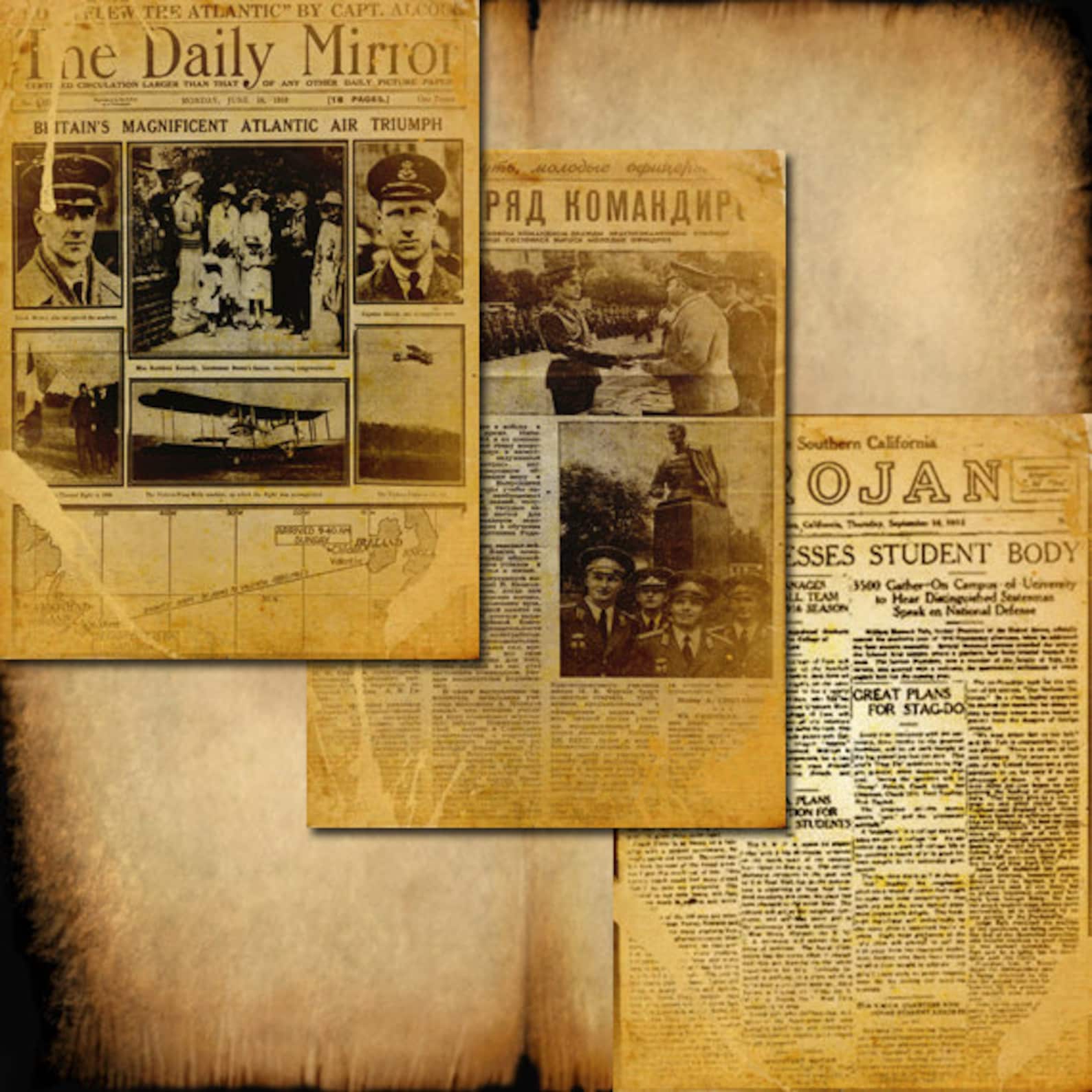 10 THE VINTAGE NewsPaper Digital Scrapbooking Etsy