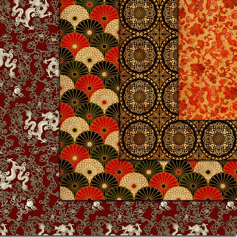 Traditional Japanese Patterns Digital Papers 12pcs 300dpi Etsy