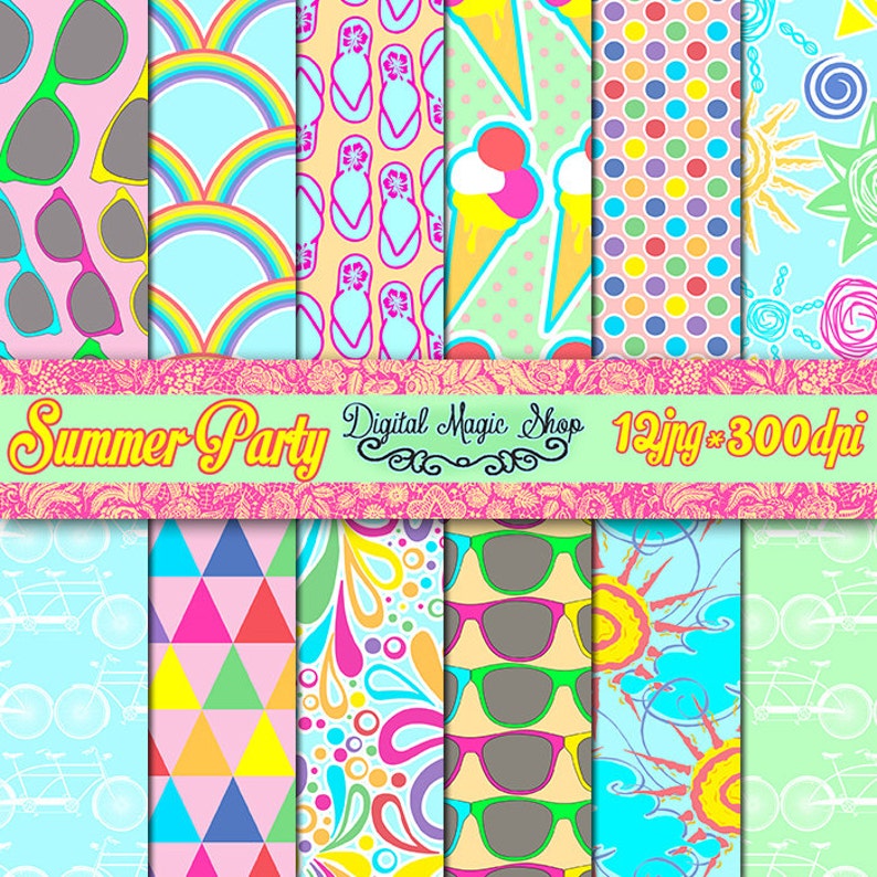 Summer Seamless Digital Paper Seamless pattern 12pcs 300dpi Etsy