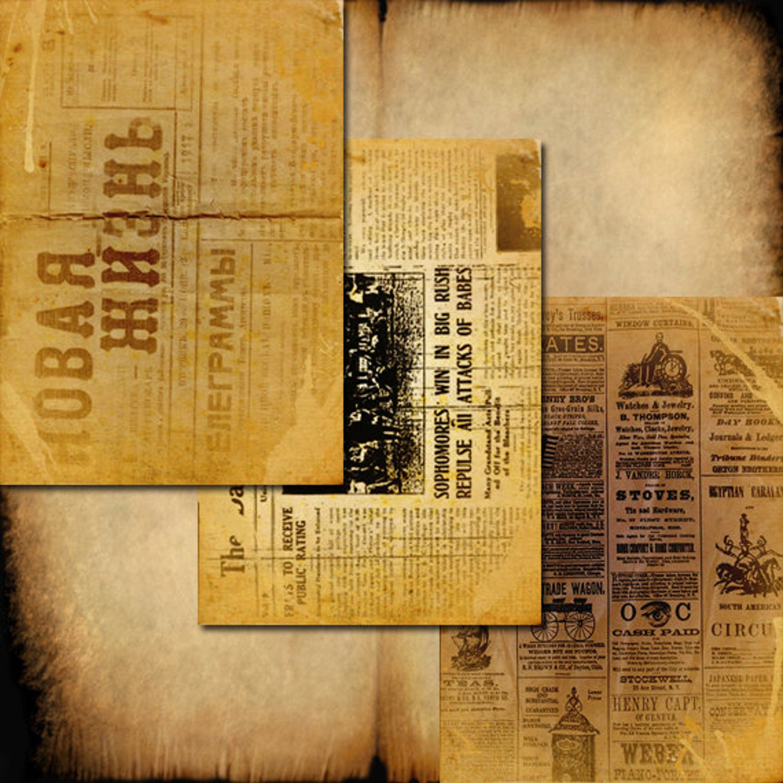 10 THE VINTAGE NewsPaper Digital Scrapbooking Etsy