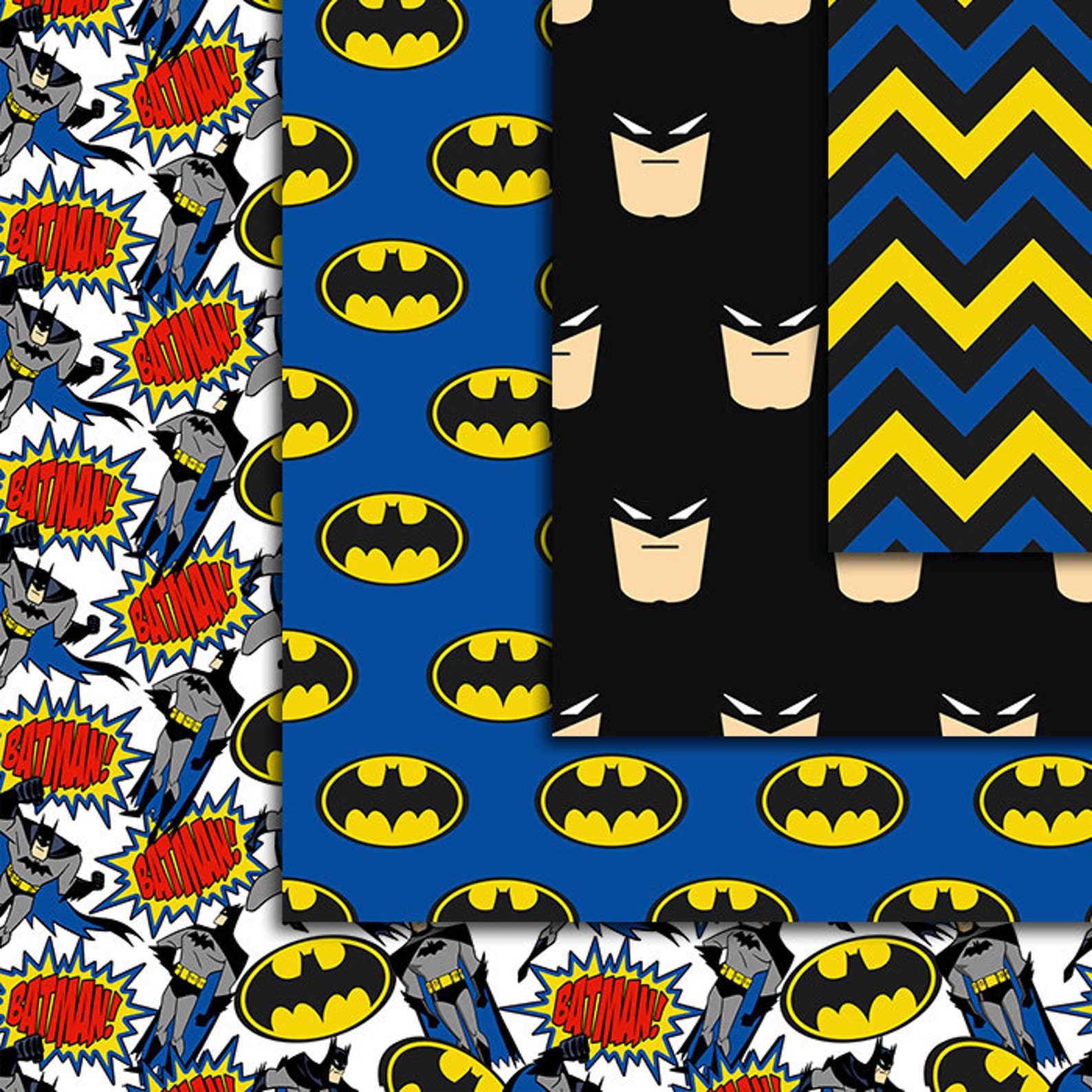 Batman inspired digital paper seamless pattern 14pcs 300dpi Etsy