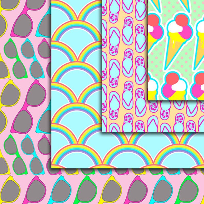 Summer Seamless Digital Paper Seamless pattern 12pcs 300dpi Etsy