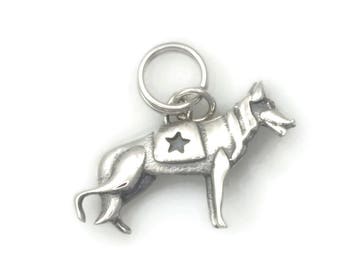 Silver German Shepherd Charm, Silver German Shepherd Pendant, Donna Pizarro's Animal Whimsey Collection of Fine German Shepherd Jewelry