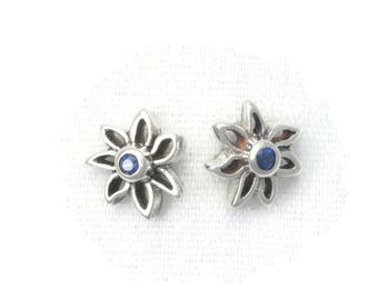 Blue Sapphire Earrings, Silver Daisy Earrings, Sapphire Earrings, Donna Pizarro Designs, Flower Garden Collection