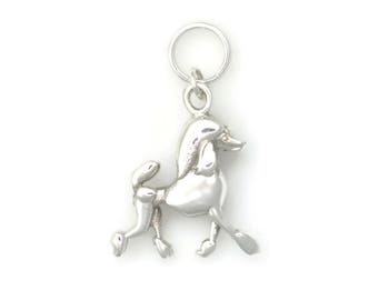 Silver Poodle Charm, Silver Poodle Pendant, Custom Poodle Jewelry fr Donna Pizarro's Animal Whimsey Collection of Poodle Themed Jewelry