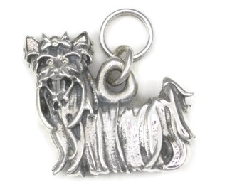 Sterling Silver Yorkshire Terrier, Silver Yorkie Charm, Silver Yorkshire Terrier Pendant, Donna Pizarro's Animal Whimsey Collection