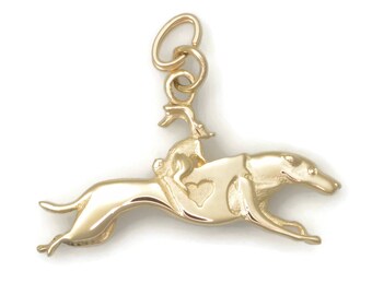 14Kt Gold Greyhound Charm, 14Kt Greyhound Charm, 14kt Greyhound Pendant, Donna Pizarro's Animal Whimsey Collection of Gold Greyhound Jewelry