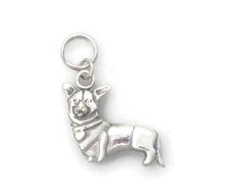 Sterling Silver Welsh Corgi Charm, Silver Corgi Charm, Cardigan Corgi Charm, Donna Pizarro's Animal Whimsey Collection, Fine Corgi Jewelry