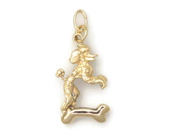 14K Gold Poodle Charm, 14Kt Poodle Pendant, Gold Poodle Jewelry, Custom Poodle Jewelry fr Donna Pizarro's Animal Whimsey Collection