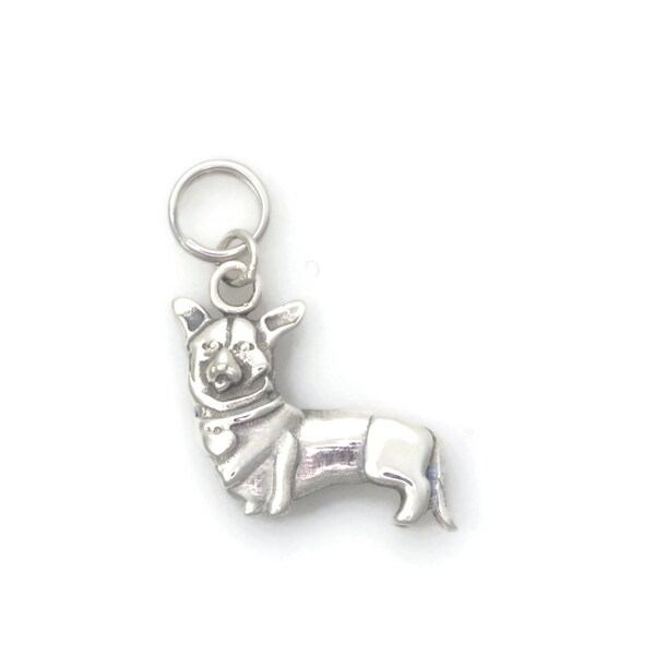 Sterling Silver Welsh Corgi Charm, Silver Corgi Charm, Cardigan Corgi Charm, Donna Pizarro's Animal Whimsey Collection, Fine Corgi Jewelry